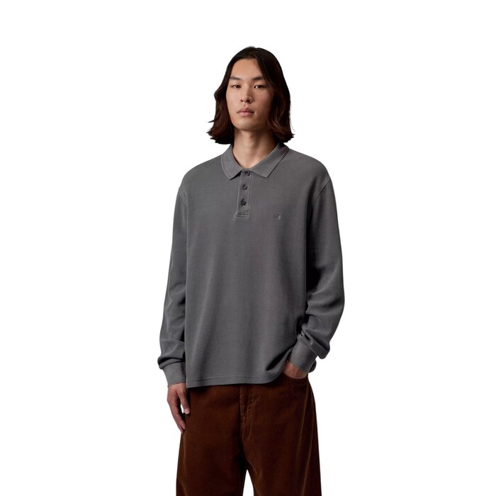 Carhartt WIP L/S Waffle Rugby Shirt - Black (Garment Dyed)