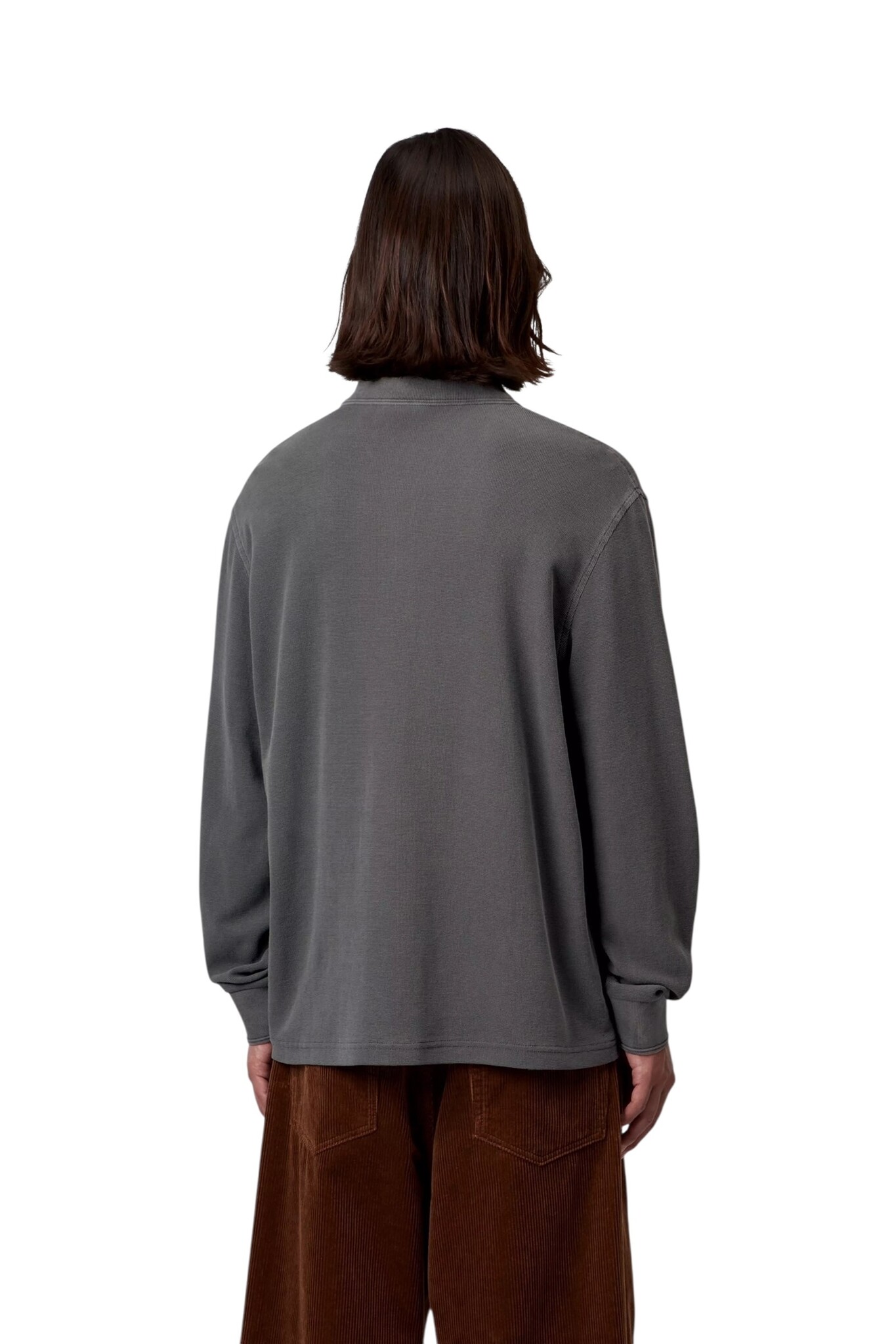 Carhartt WIP L/S Waffle Rugby Shirt - Black (Garment Dyed)