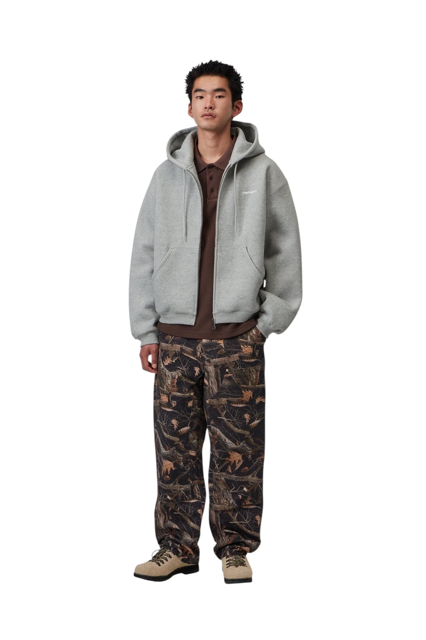Carhartt WIP Hooded Ebbert Jacket - Grey Heather/White