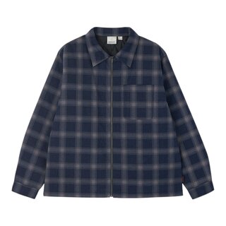 Gramicci Zip Up Insulated Flannel Shirt - Navy Shadow Plaid