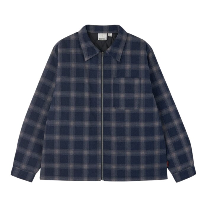 Gramicci Zip Up Insulated Flannel Shirt - Navy Shadow Plaid