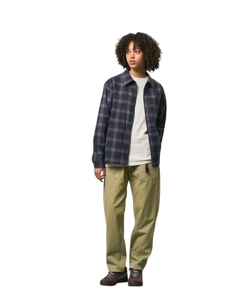 Gramicci Zip Up Insulated Flannel Shirt - Navy Shadow Plaid
