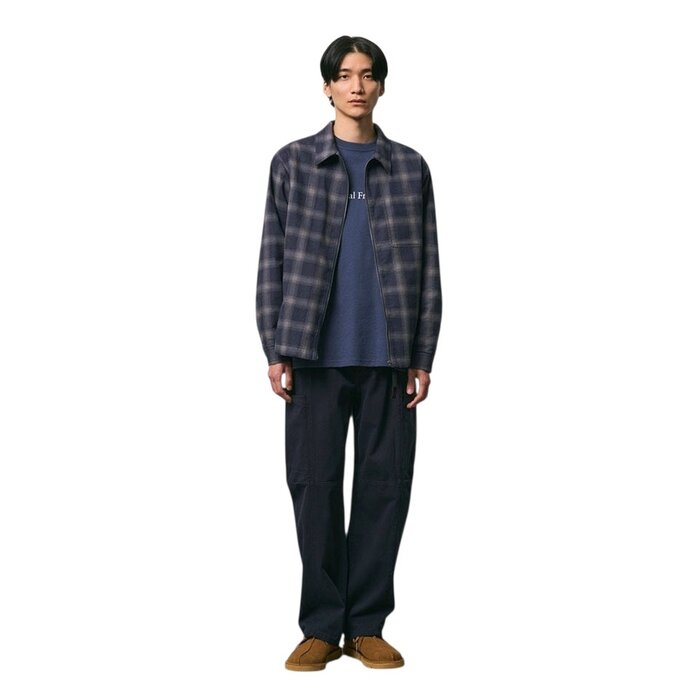 Gramicci Zip Up Insulated Flannel Shirt - Navy Shadow Plaid
