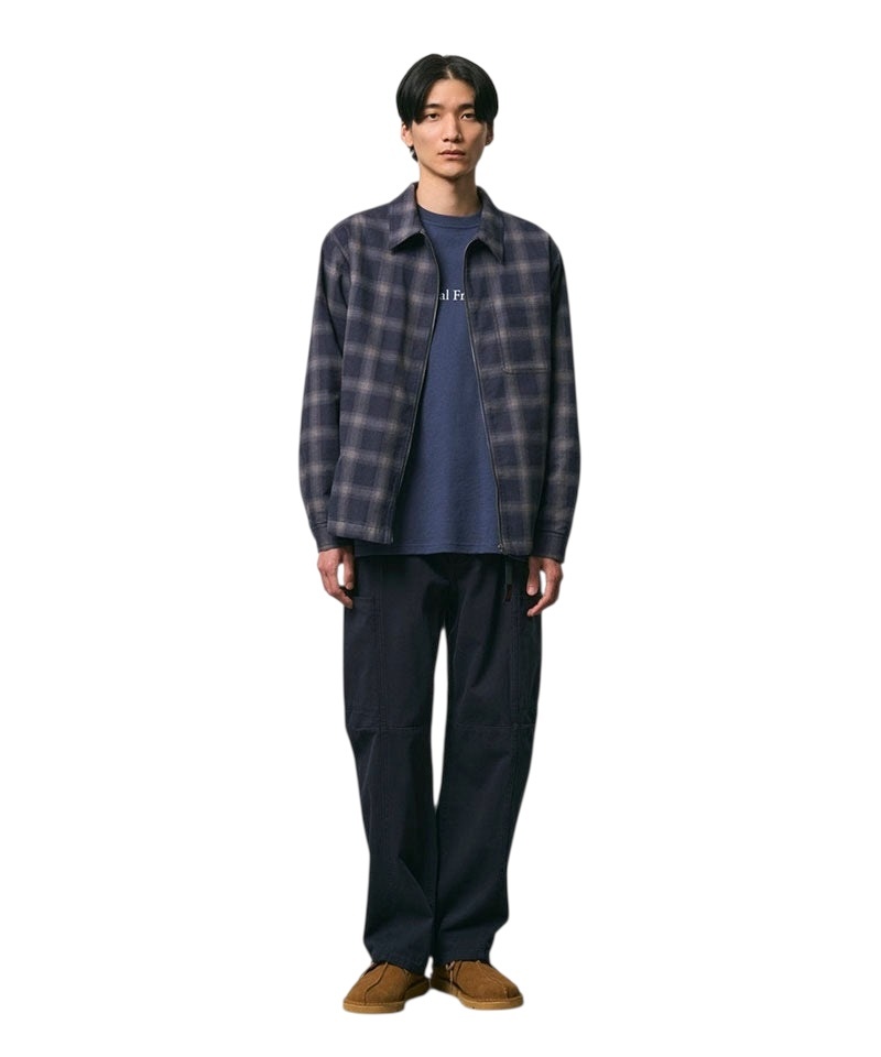 Gramicci Zip Up Insulated Flannel Shirt - Navy Shadow Plaid