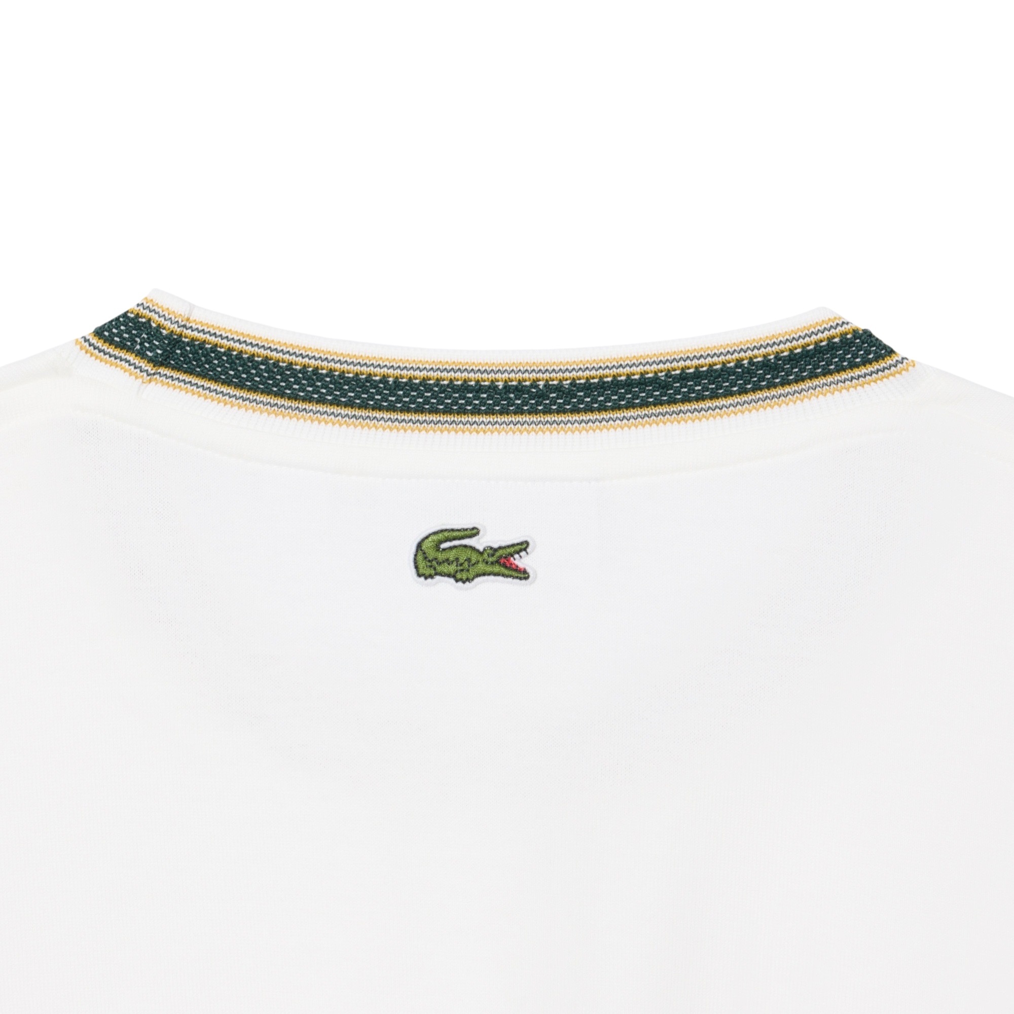 Lacoste T-Shirt Fabriqué en France Rayures Badge - Blanc
