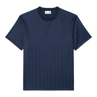 Lacoste T-shirt Jacquard Monogramme - Bleu Marine