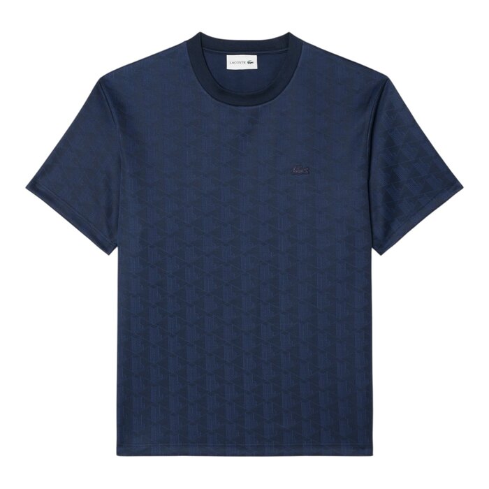 Lacoste T-shirt Jacquard Monogramme - Bleu Marine