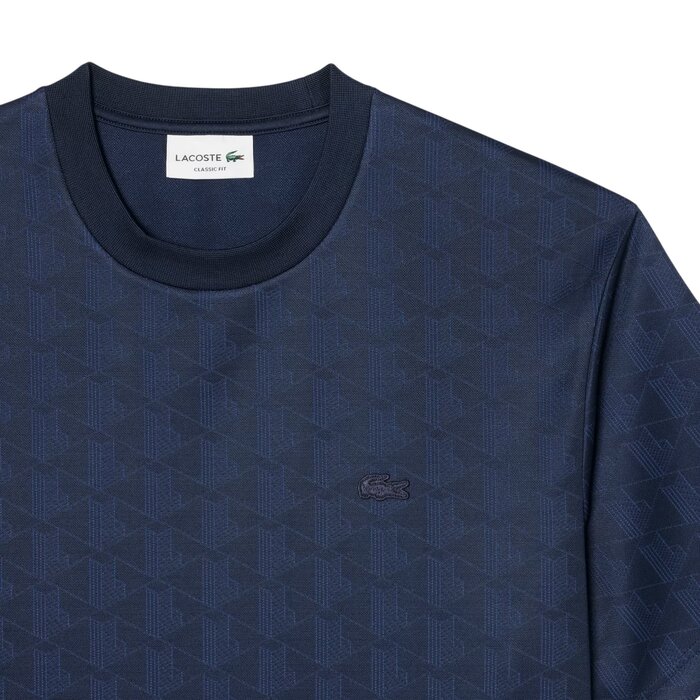 Lacoste T-shirt Jacquard Monogramme - Bleu Marine