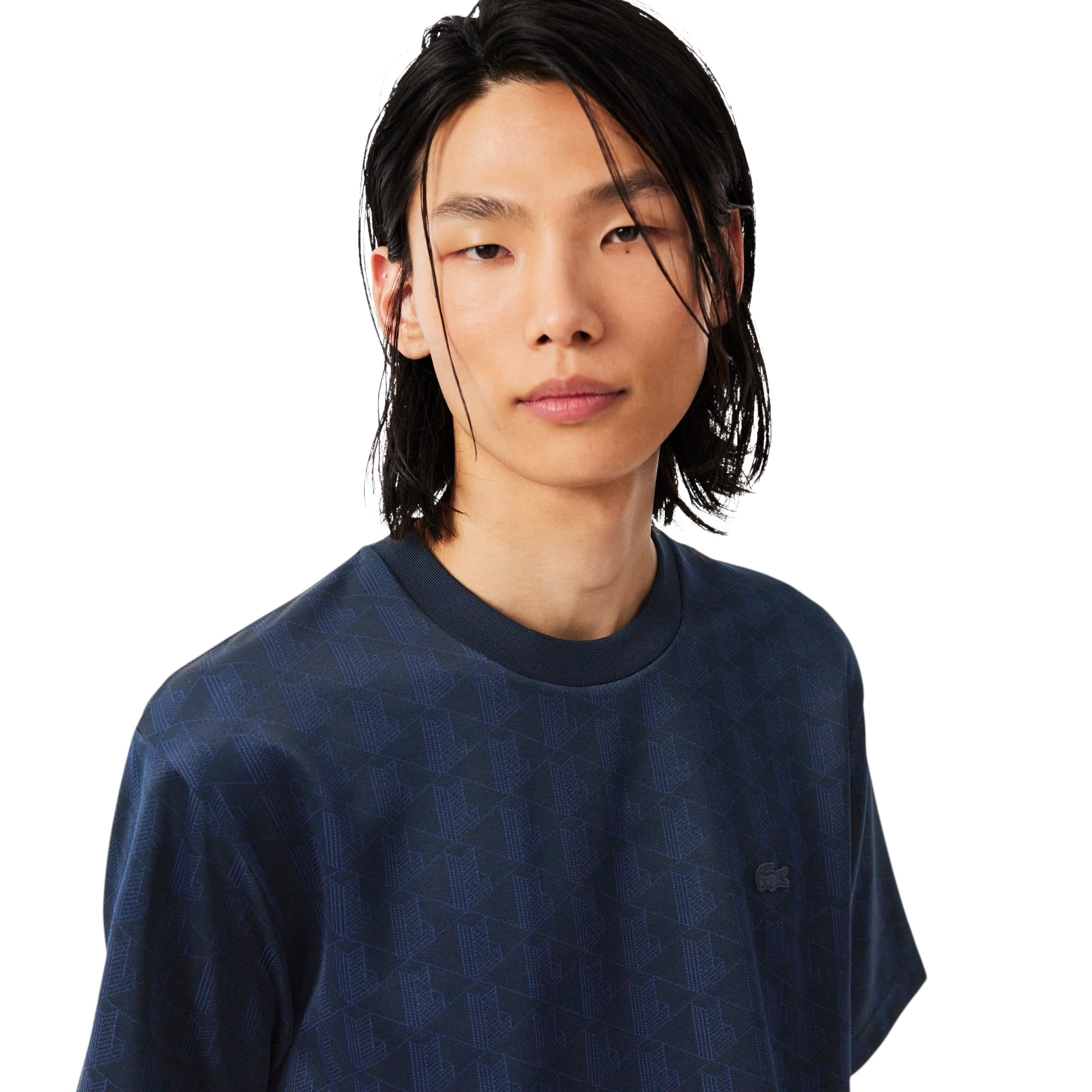 Lacoste T-shirt Jacquard Monogramme - Bleu Marine