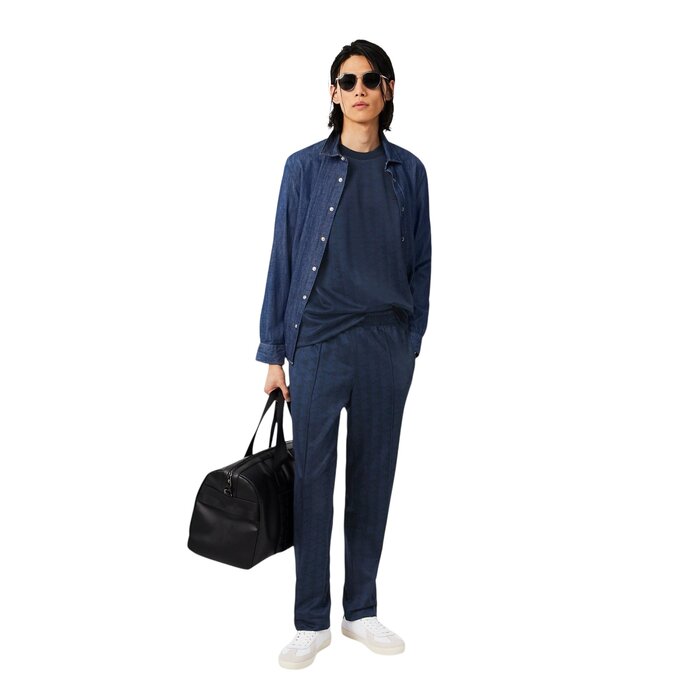 Lacoste T-shirt Jacquard Monogramme - Bleu Marine