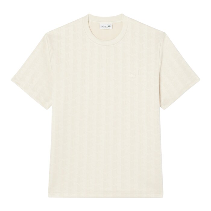 Lacoste T-shirt Jacquard Monogramme - Beige 8LX