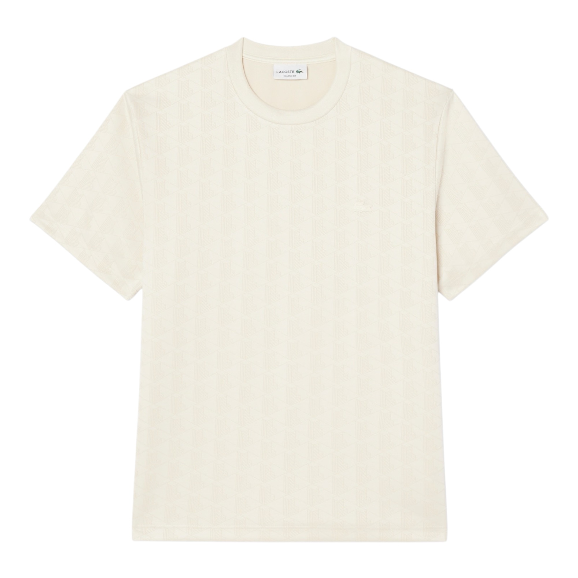 Lacoste T-shirt Jacquard Monogramme - Beige 8LX
