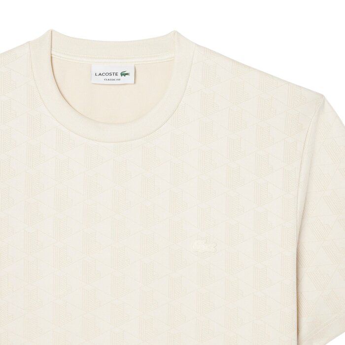 Lacoste T-shirt Jacquard Monogramme - Beige 8LX