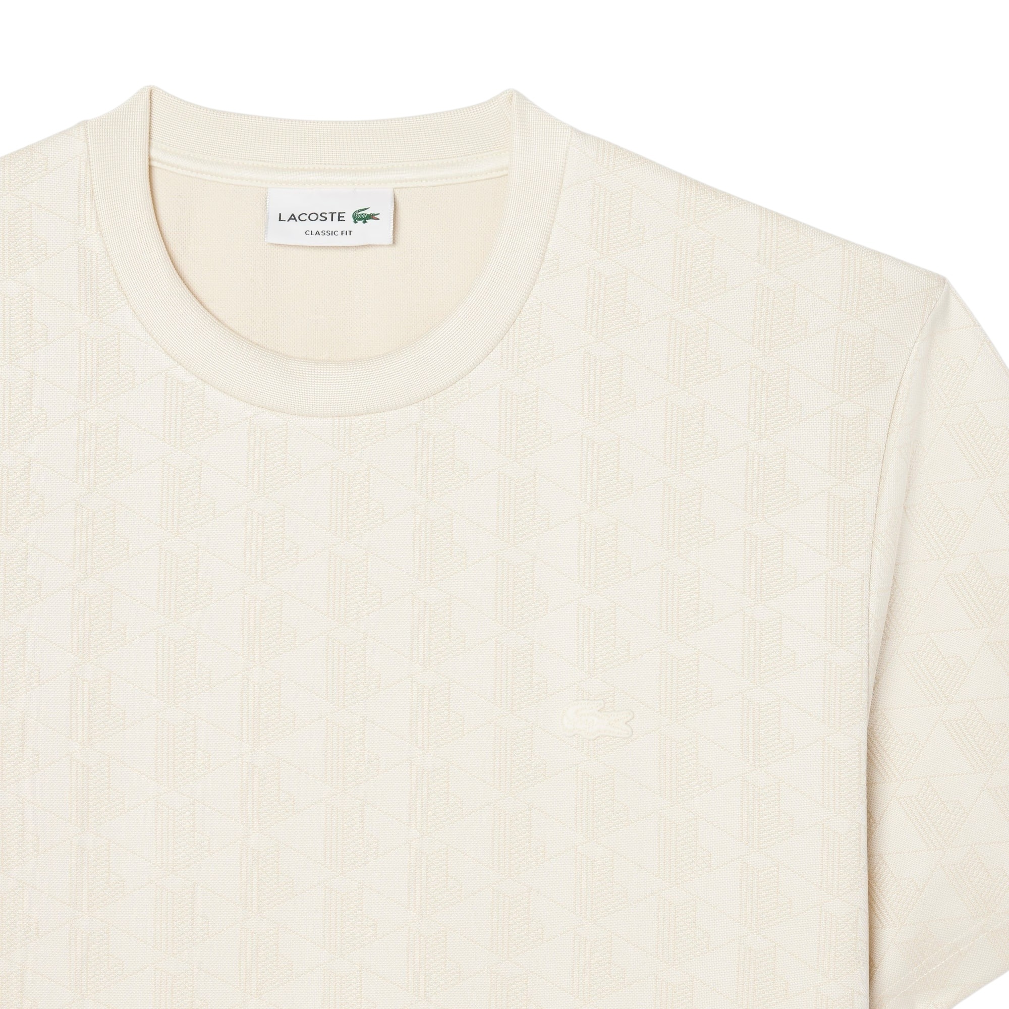 Lacoste T-shirt Jacquard Monogramme - Beige 8LX