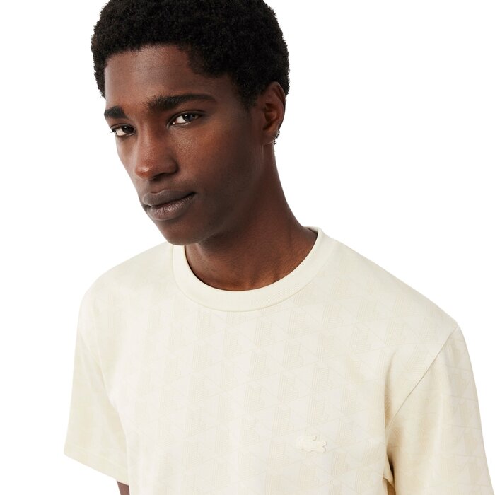 Lacoste T-shirt Jacquard Monogramme - Beige 8LX