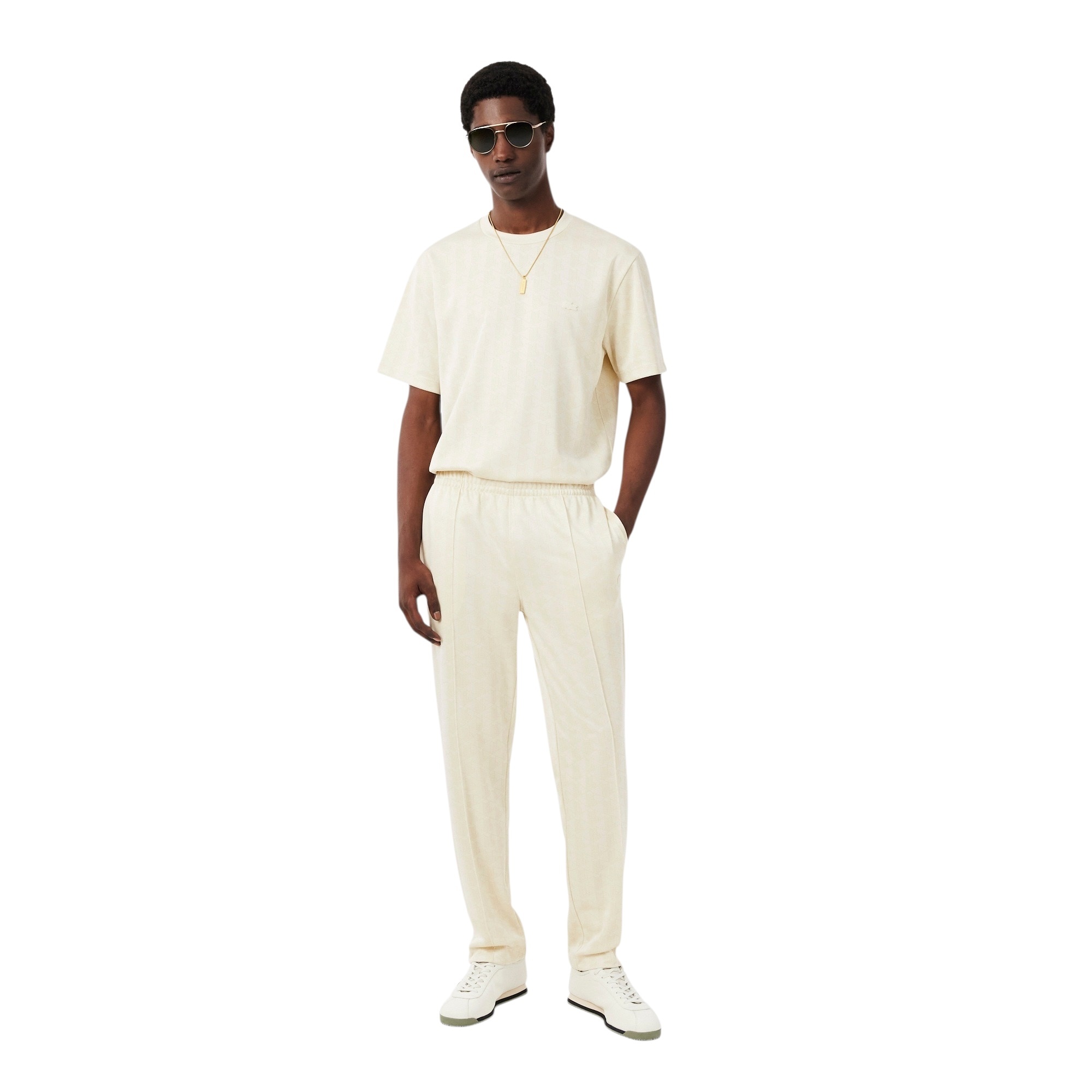 Lacoste T-shirt Jacquard Monogramme - Beige 8LX