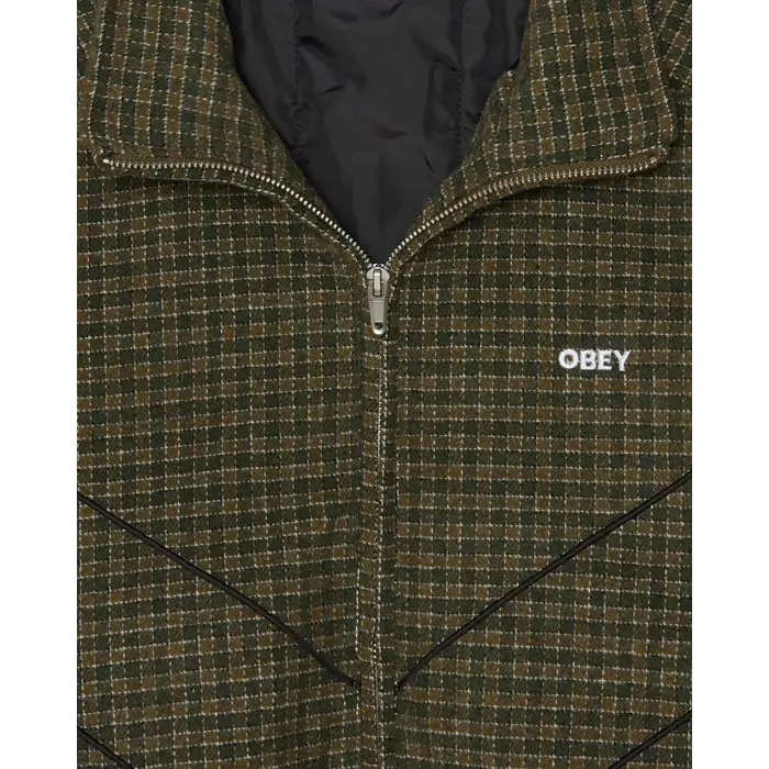 Obey Leisure Training Jacket - Dark Olive Plaid