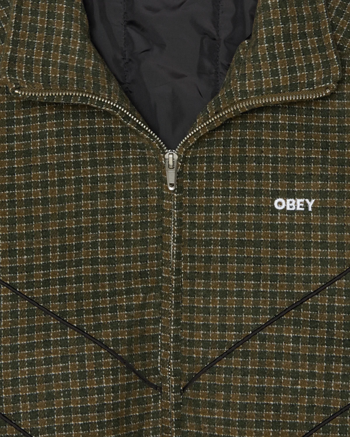 Obey Leisure Training Jacket - Dark Olive Plaid