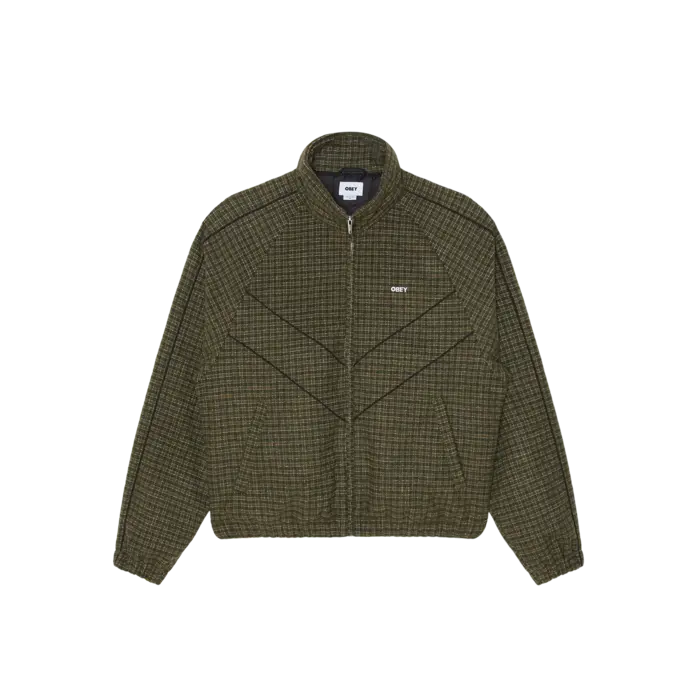 Obey Leisure Training Jacket - Dark Olive Plaid