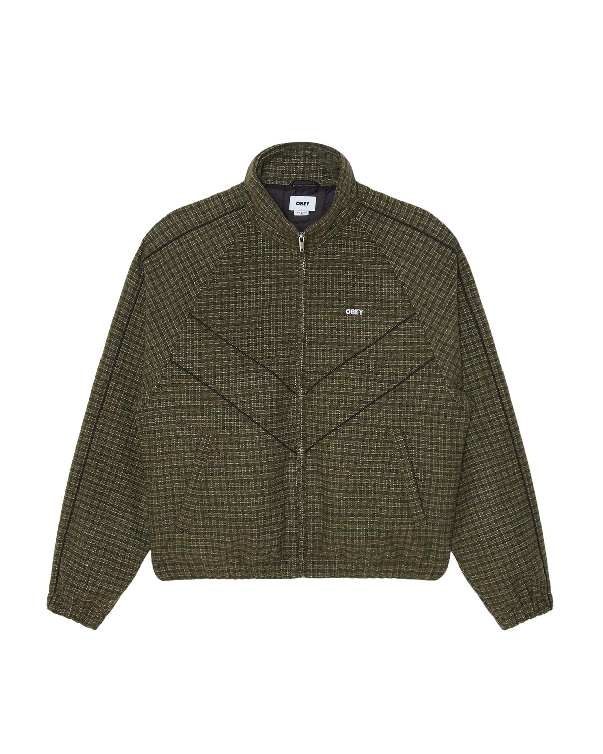 Obey Leisure Training Jacket - Dark Olive Plaid
