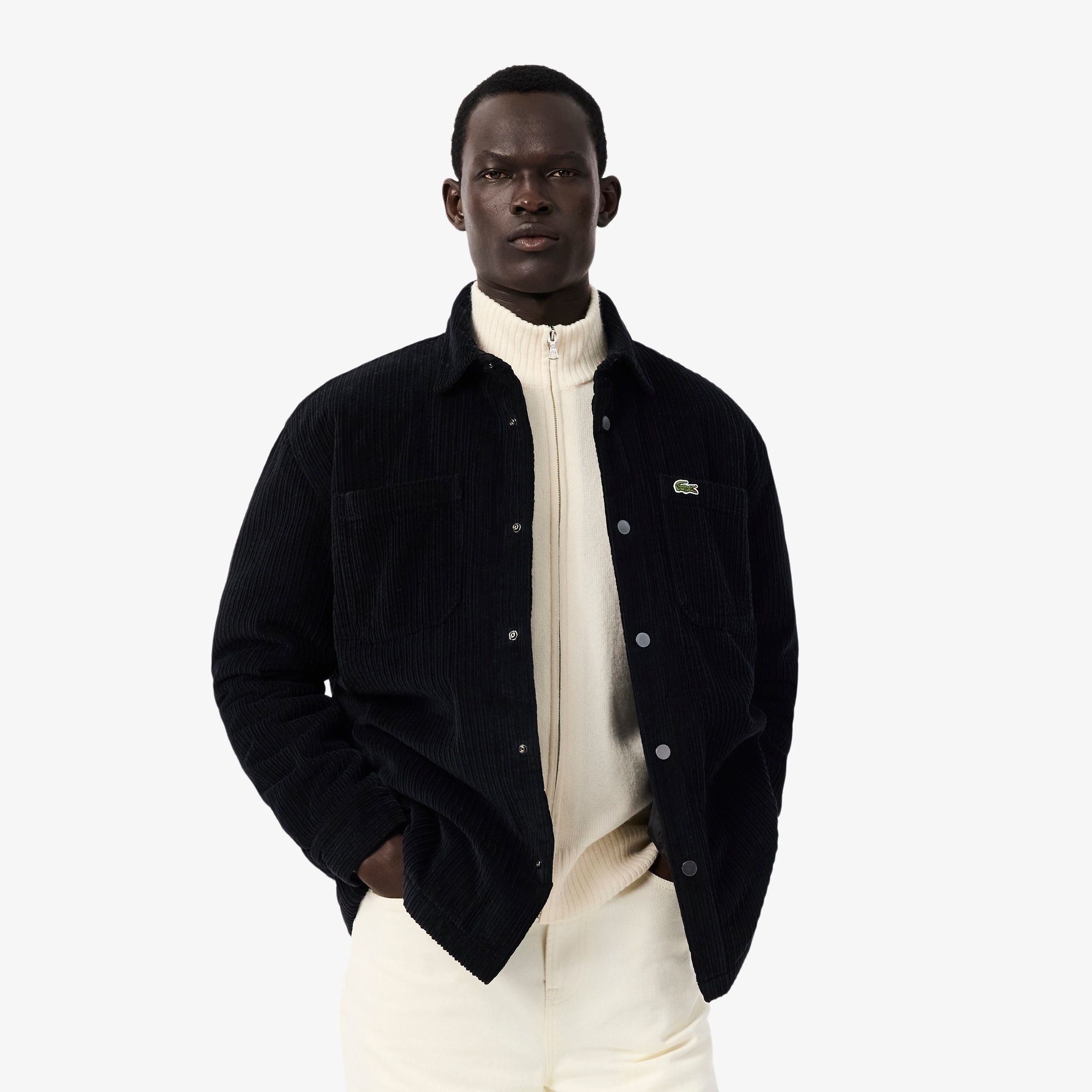 Lacoste Surchemise Velours Côtelé Rembourrée - Noir