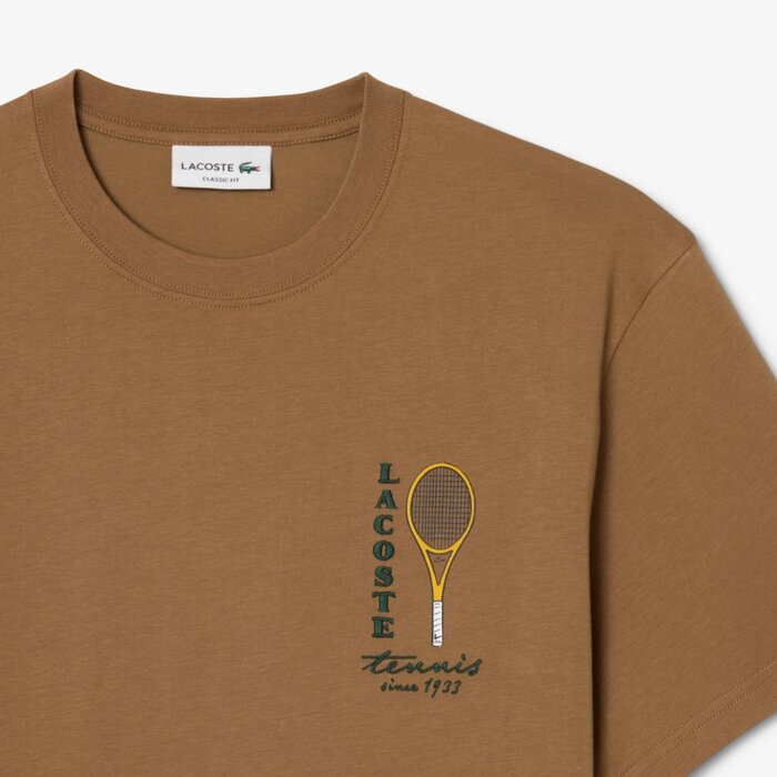 Lacoste T-shirt Jersey Coton Imprimé Broderie - Marron