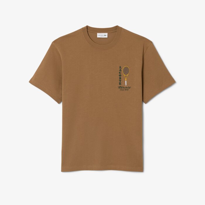 Lacoste T-shirt Jersey Coton Imprimé Broderie - Marron