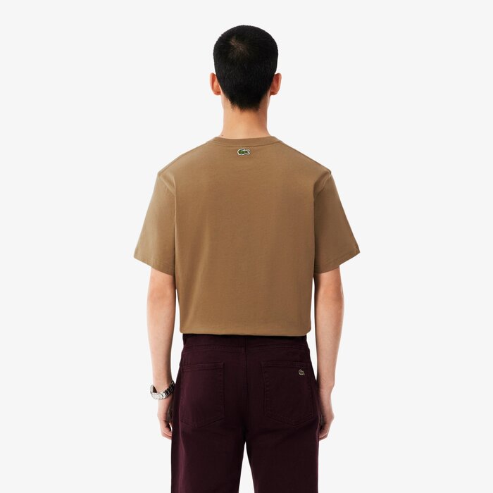 Lacoste T-shirt Jersey Coton Imprimé Broderie - Marron