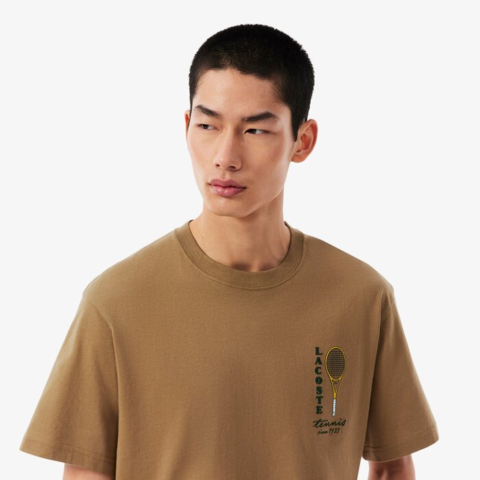 Lacoste T-shirt Jersey Coton Imprimé Broderie - Marron