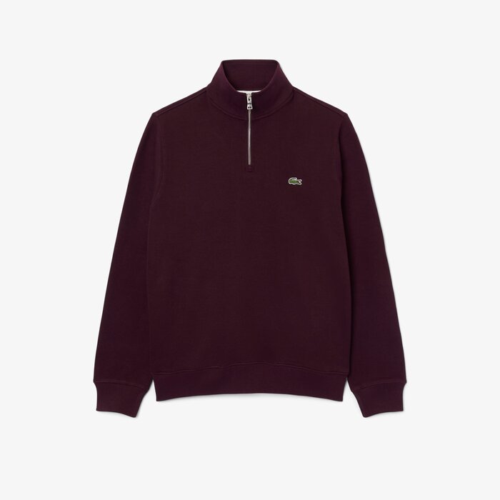Lacoste Sweatshirt Zippé Interlock Col Montant - Marron
