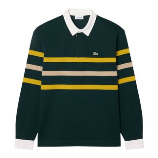 Lacoste Polo Rugby Piqué Rayé Relaxed Fit - Vert