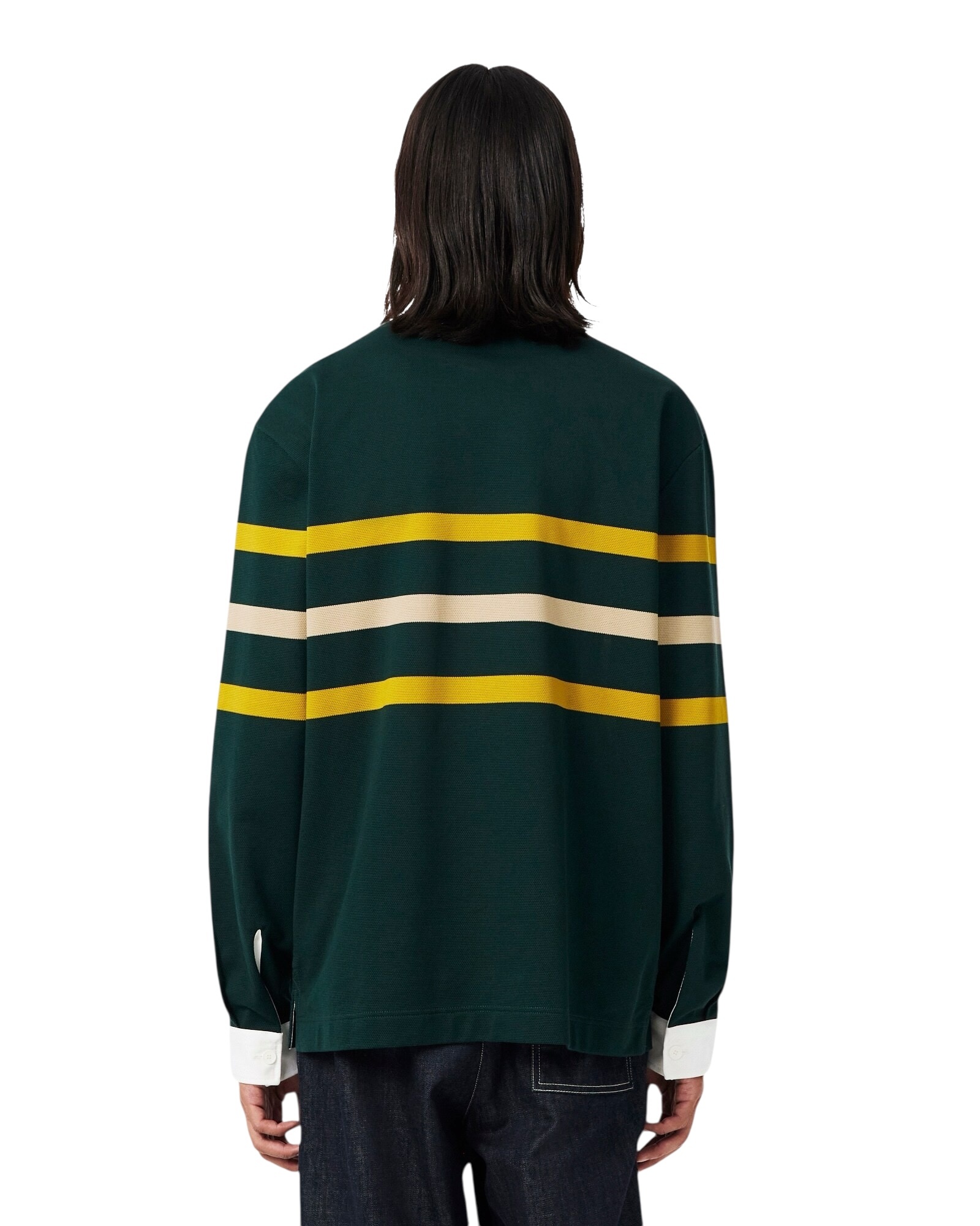 Lacoste Polo Rugby Piqué Rayé Relaxed Fit - Vert