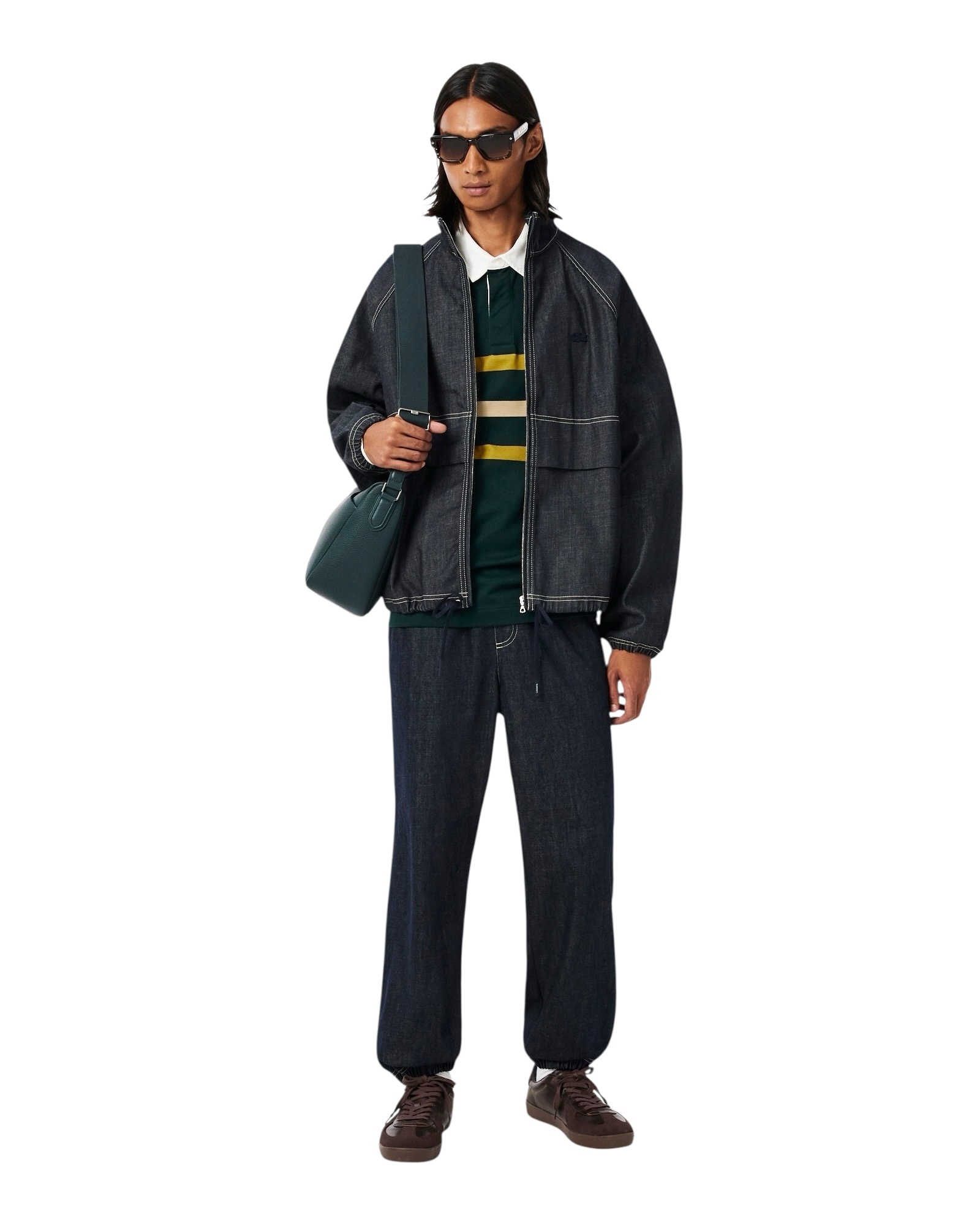 Lacoste Polo Rugby Piqué Rayé Relaxed Fit - Vert