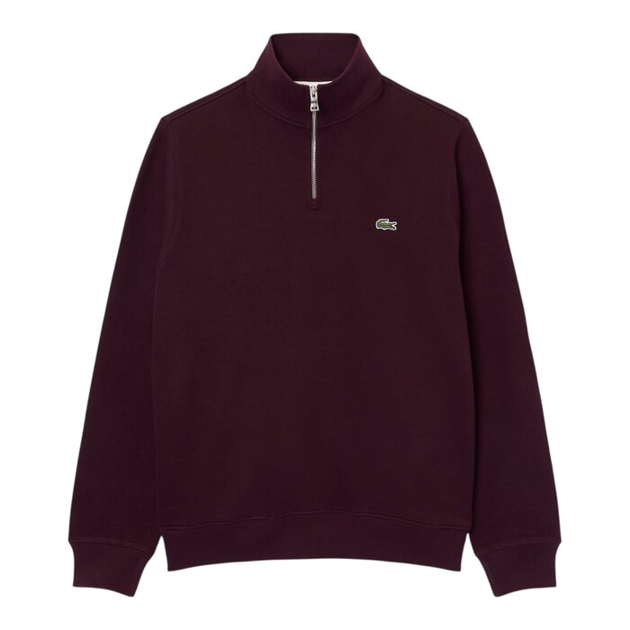 Lacoste Sweatshirt Zippé Interlock Col Montant - Marron