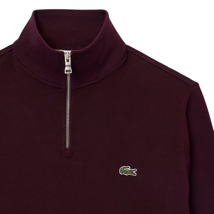 Lacoste Sweatshirt Zippé Interlock Col Montant - Marron