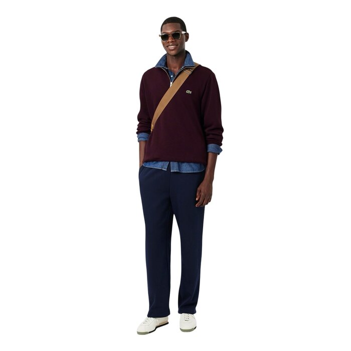 Lacoste Sweatshirt Zippé Interlock Col Montant - Marron