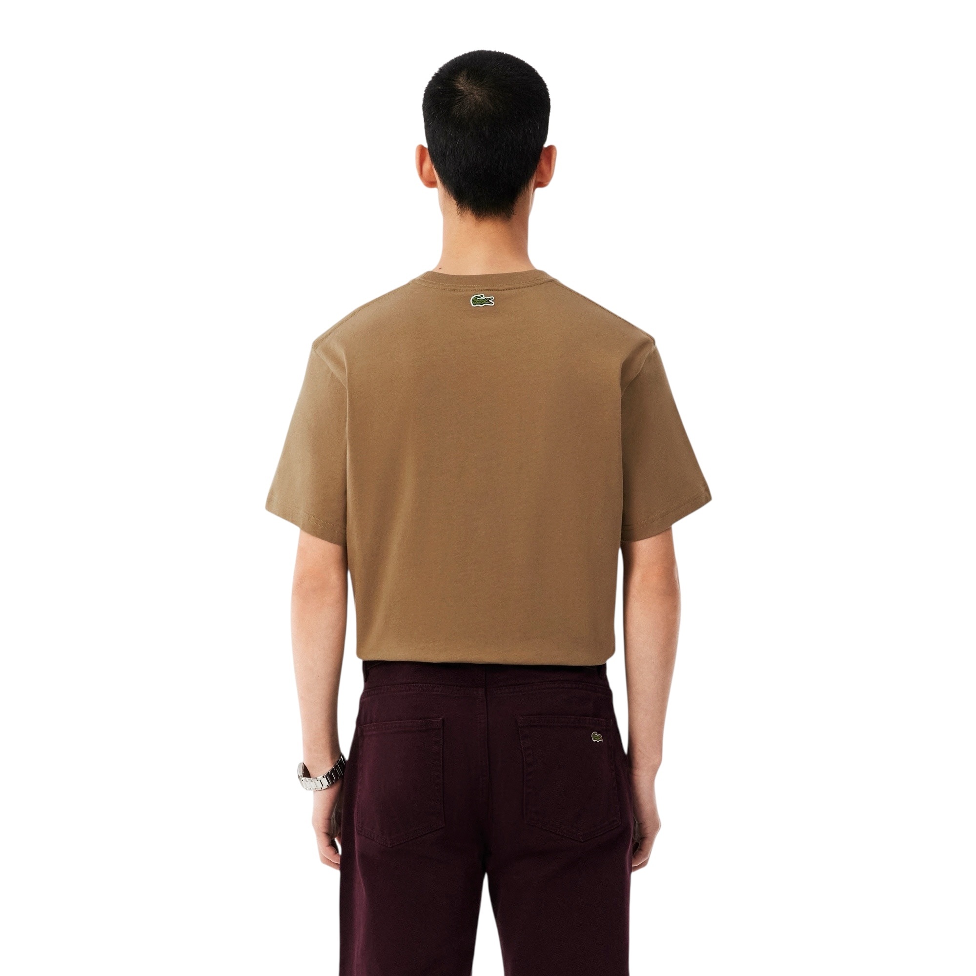Lacoste T-shirt Jersey Coton Imprimé Broderie - Marron