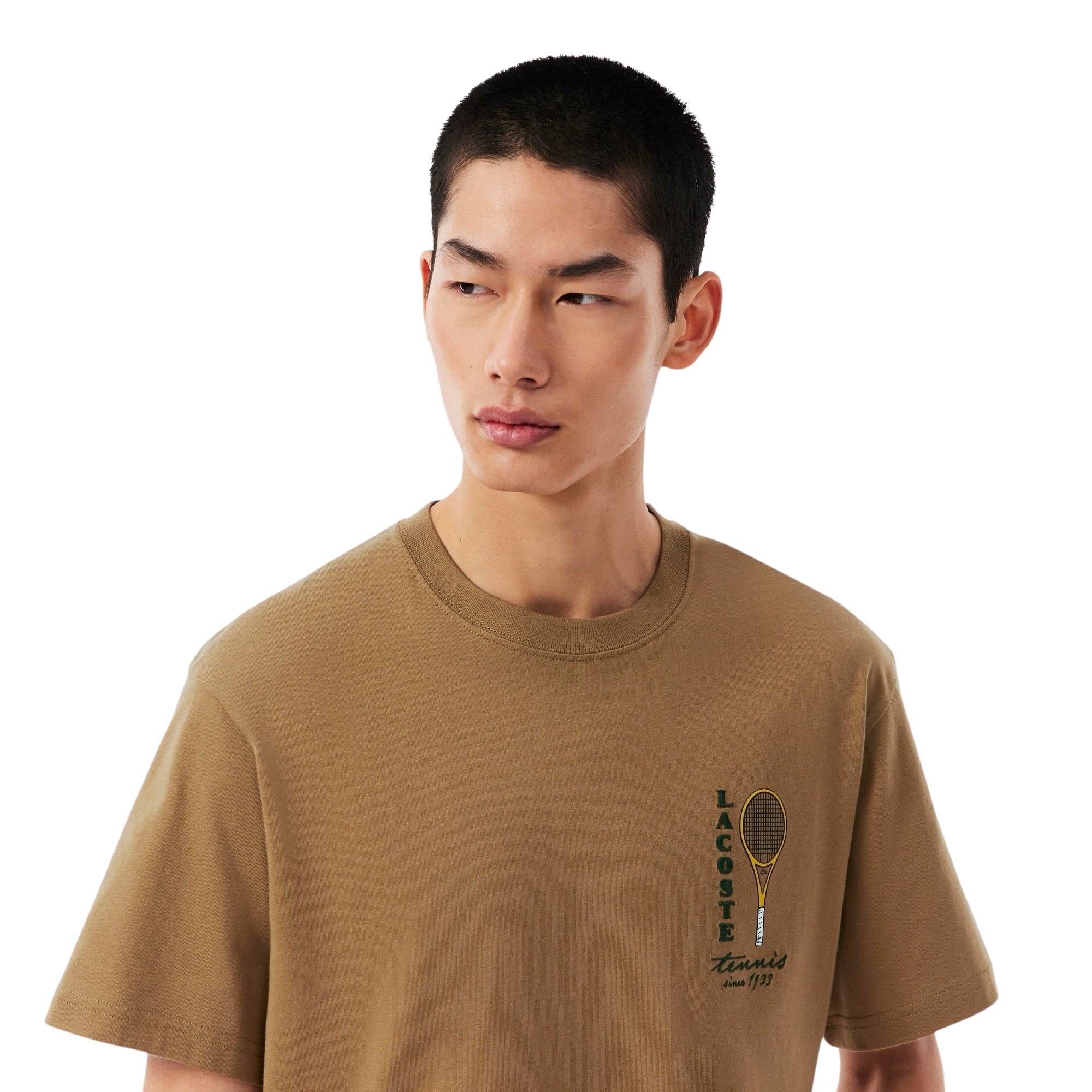 Lacoste T-shirt Jersey Coton Imprimé Broderie - Marron