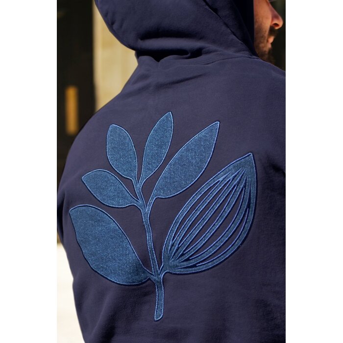 Magenta Denim Plant Hoodie - Navy