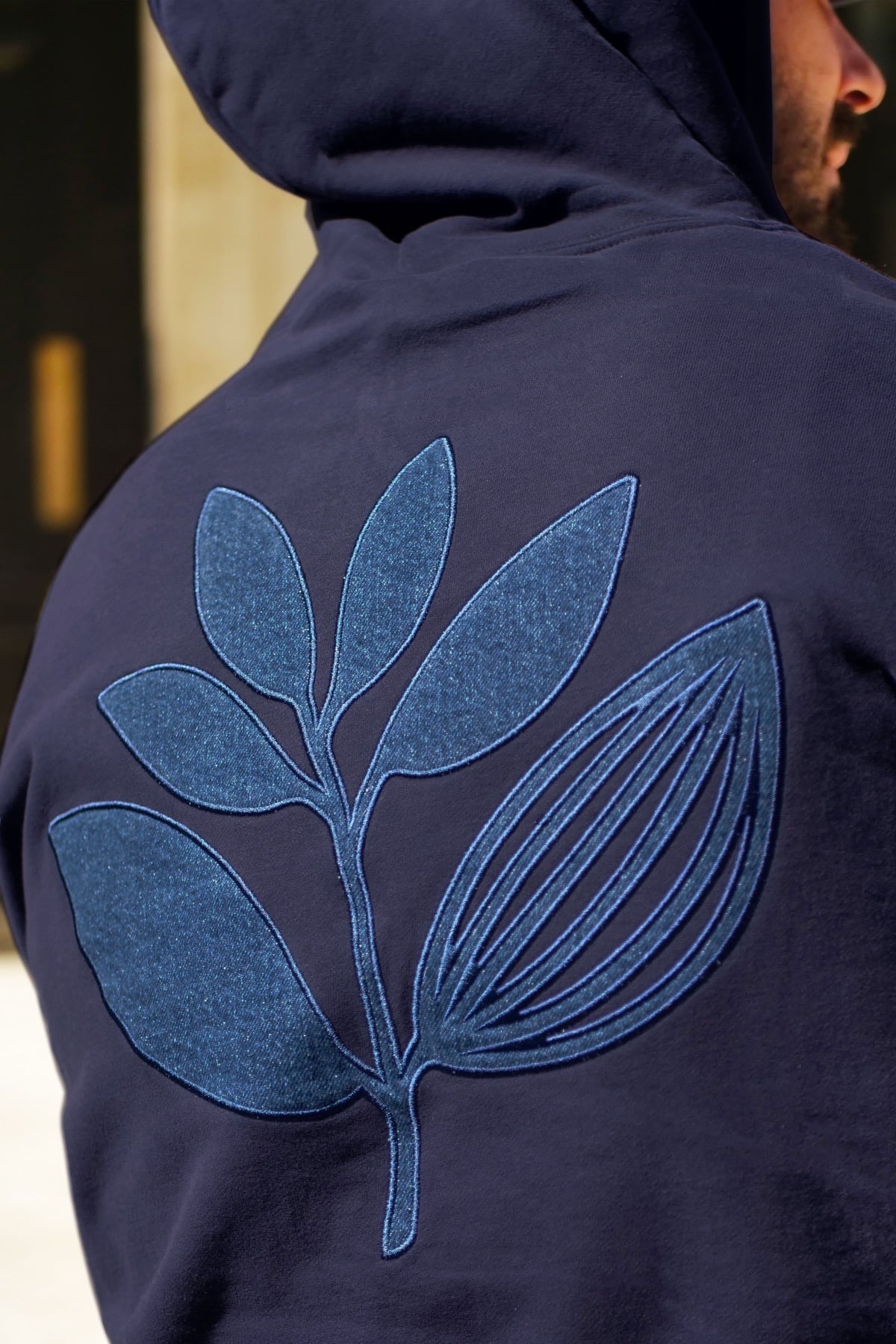 Magenta Denim Plant Hoodie - Navy
