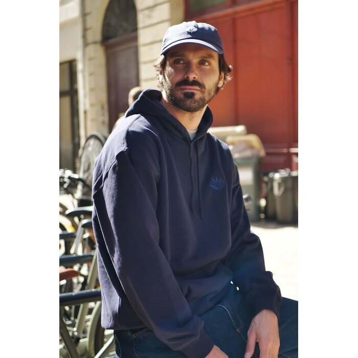 Magenta Denim Plant Hoodie - Navy
