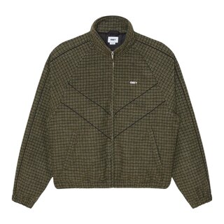Obey Leisure Training Jacket - Dark Olive Plaid