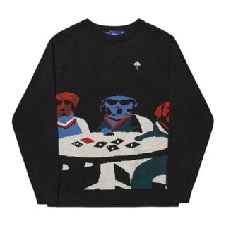 Hélas Poker Dogs Crewneck Knit - Black