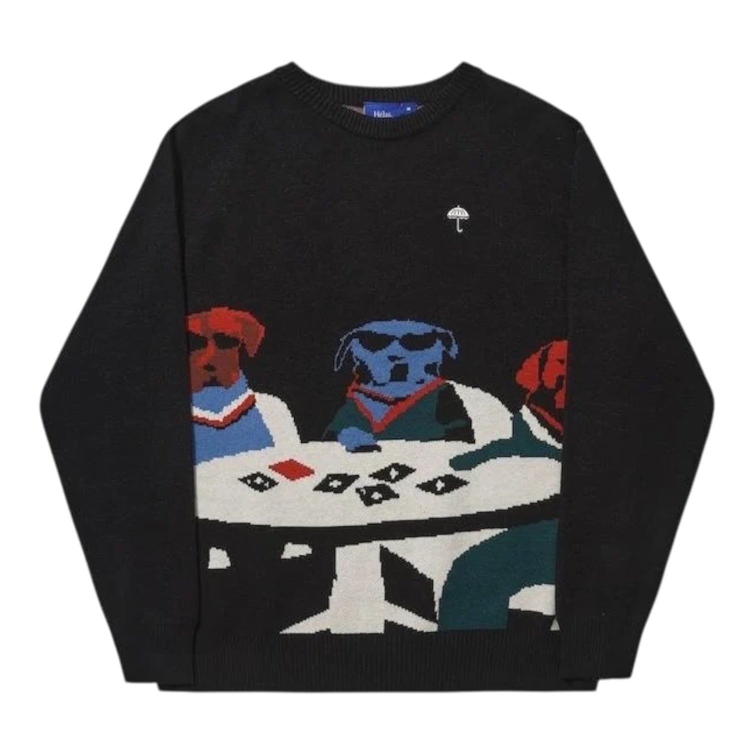 Hélas Poker Dogs Crewneck Knit - Black