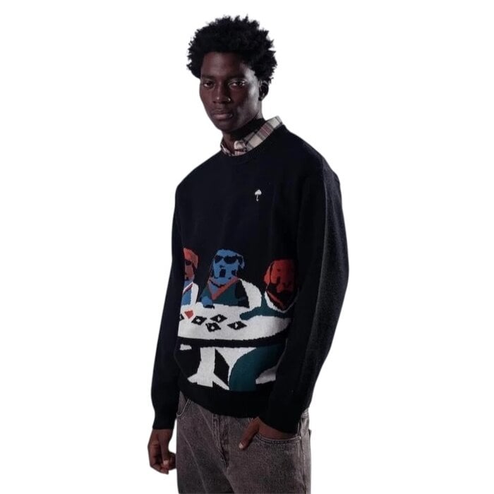 Hélas Poker Dogs Crewneck Knit - Black