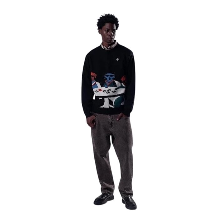 Hélas Poker Dogs Crewneck Knit - Black