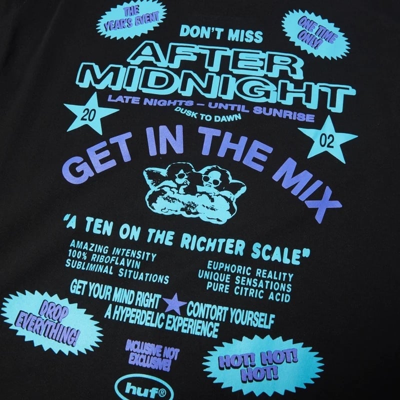 Huf Midnight Huf S/S T-Shirt - Black