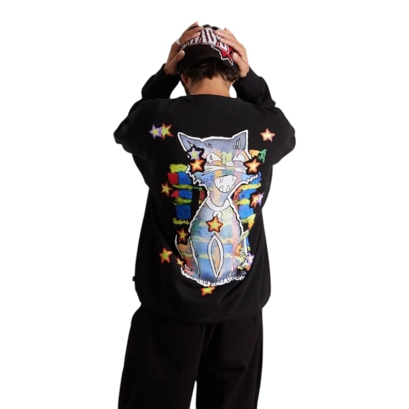 Huf Mia Star Cat Crew - Black