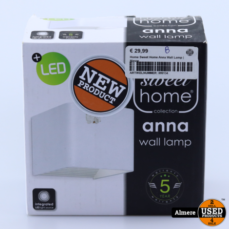 Home Sweet Home wandlamp LED Anna wit 5W | Nieuw