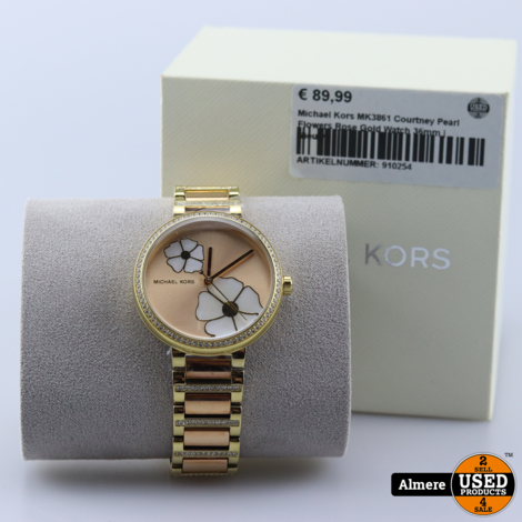 Michael Kors MK3861 Courtney Pearl Flowers Rose Gold Watch 36mm